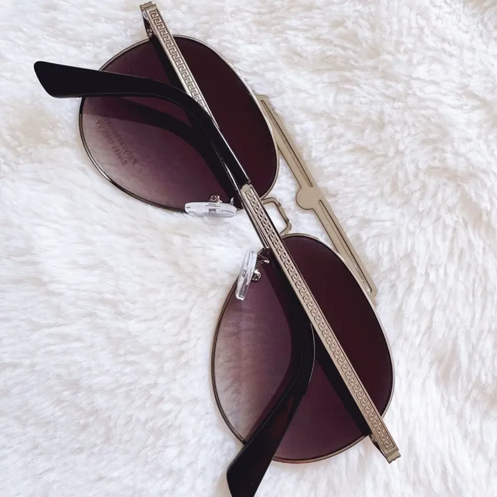 Donna Black W/ Silver Rim Aviator Sunglasses